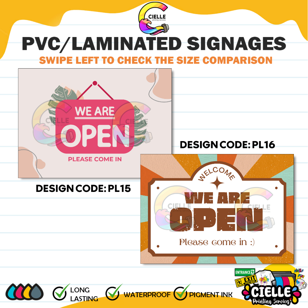 PVC/LAMINATED/STICKER SIGNAGES (PL15&PL16) - WE ARE OPEN - Door Signage ...