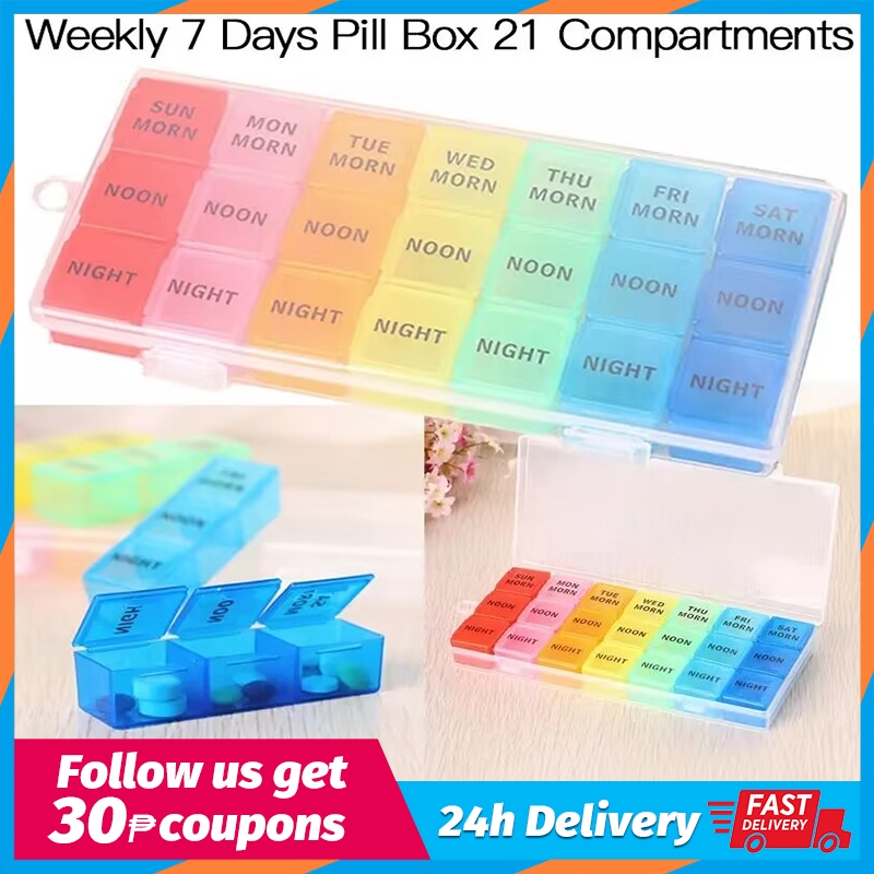Medication Storage Box Weekly Mini Medication Organizer 7 Day 21 Slots ...