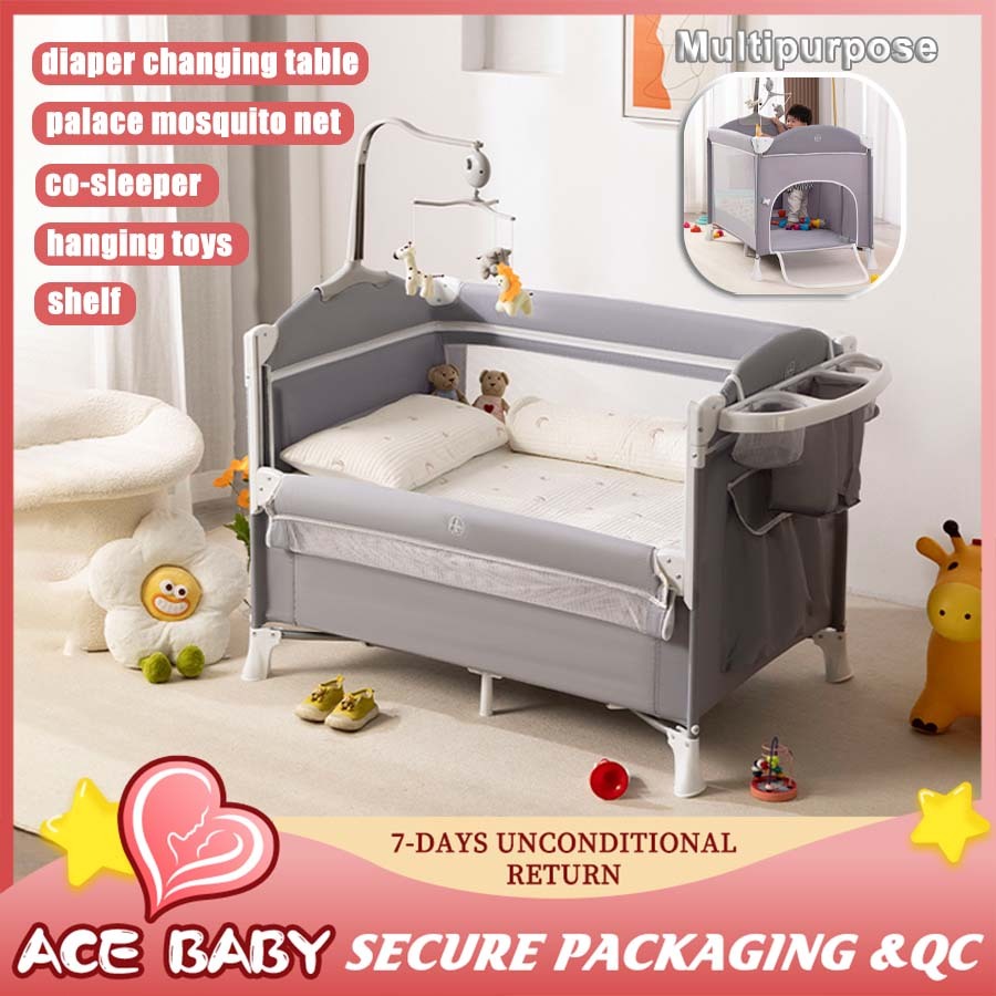 Baby Crib For Baby With Free Mosquito Net Level Large Space Portable  Foldable Newborn Cot