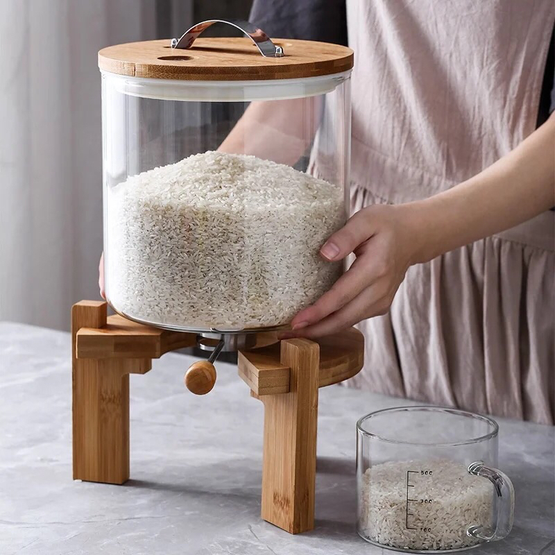 IDEA HOMES Biggest Size! 10L 7L 5L Borosilicate Glass Rice Dispenser ...