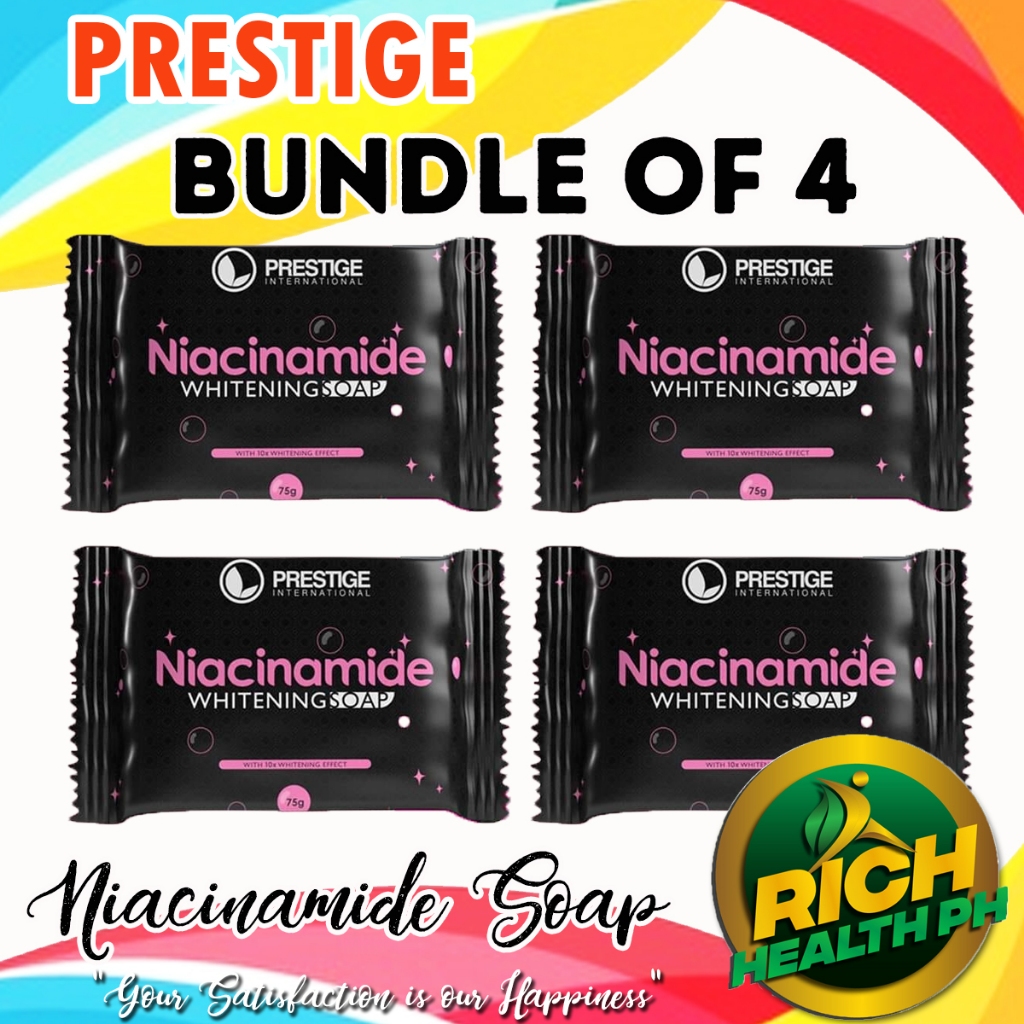 Prestige Niacinamide Whitening Soap Bundle Of 4 For Acne And Oily