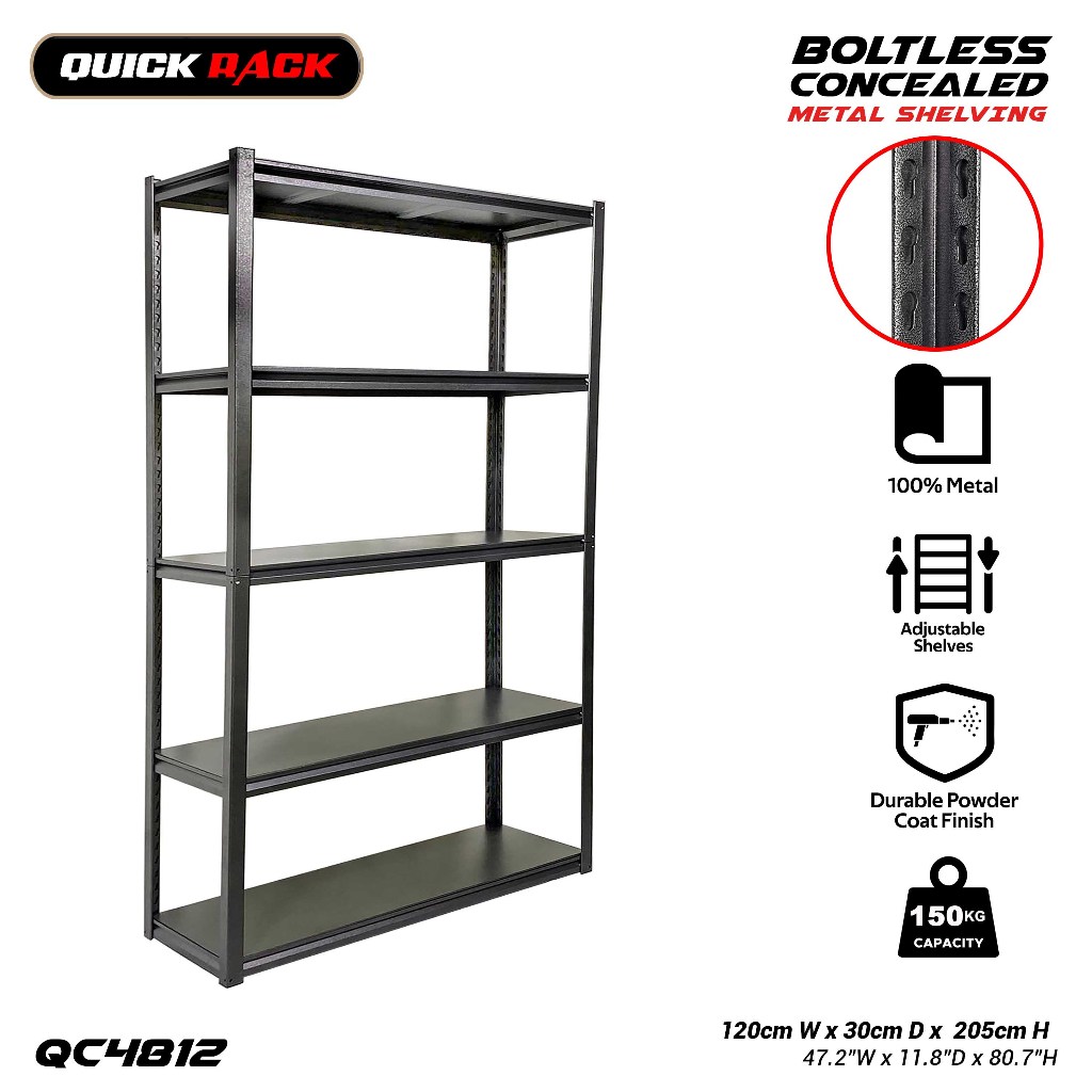 QUICK RACK Boltless Concealed All Metal Storage Rack Shelving 150kg ...