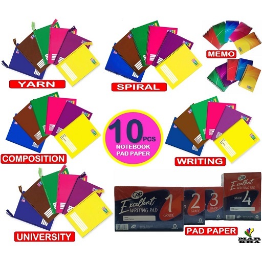 NOTEBOOK AND PAD PAPER (WRITING/YARN/SPIRAL) - 10PCS | Shopee Philippines