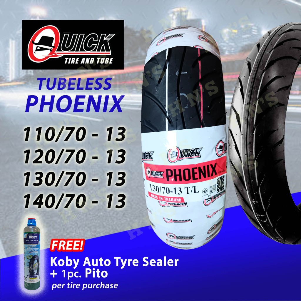 QUICK Tire RIM 13 Phoenix Tubeless Tires with FREE Sealant and Pito ...