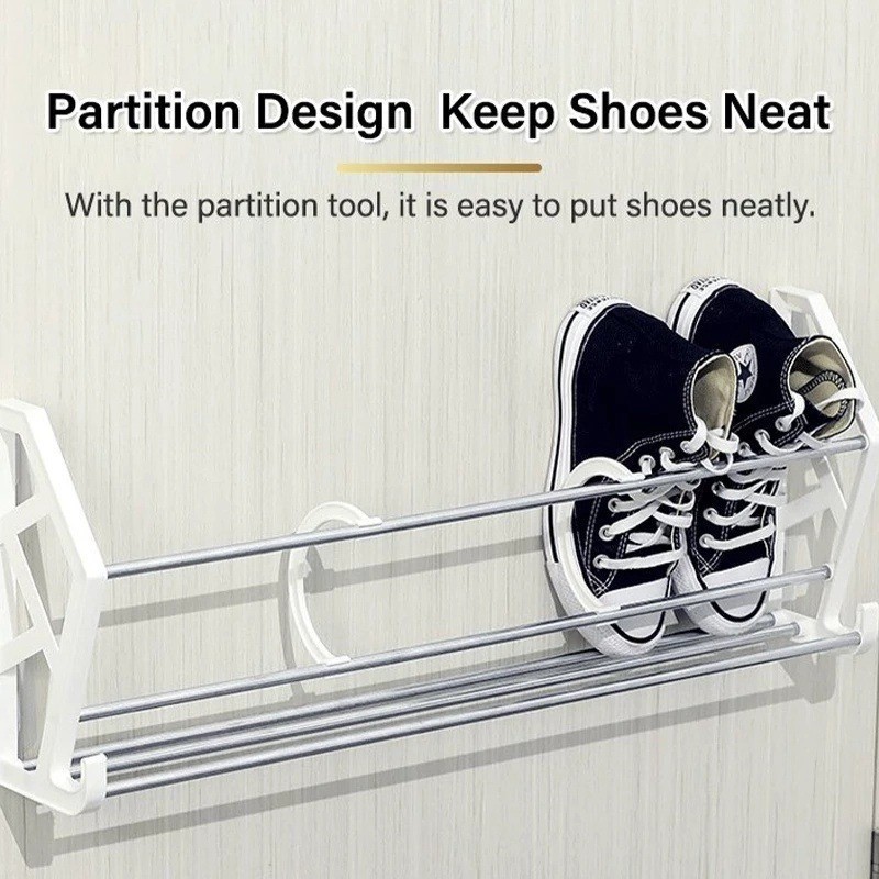 Wall Mounted Shoe Organizer Slipper Racks Kitchen Storage Foldable 3-in ...