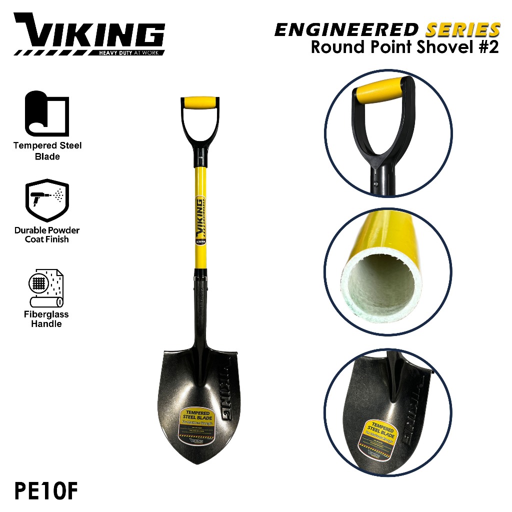 VIKING Engineered Series SHOVEL Fiberglass Handle Power D-Grip (Pala ...