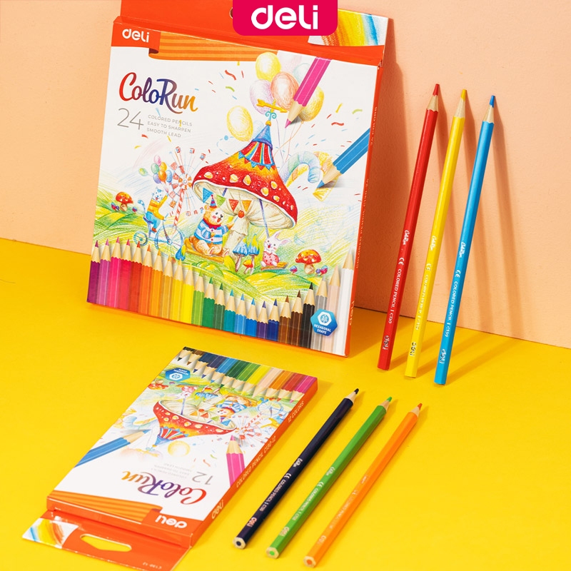 Deli 12/24 PCS Color Pencil Set Art Paint Coloring Pencil School ...
