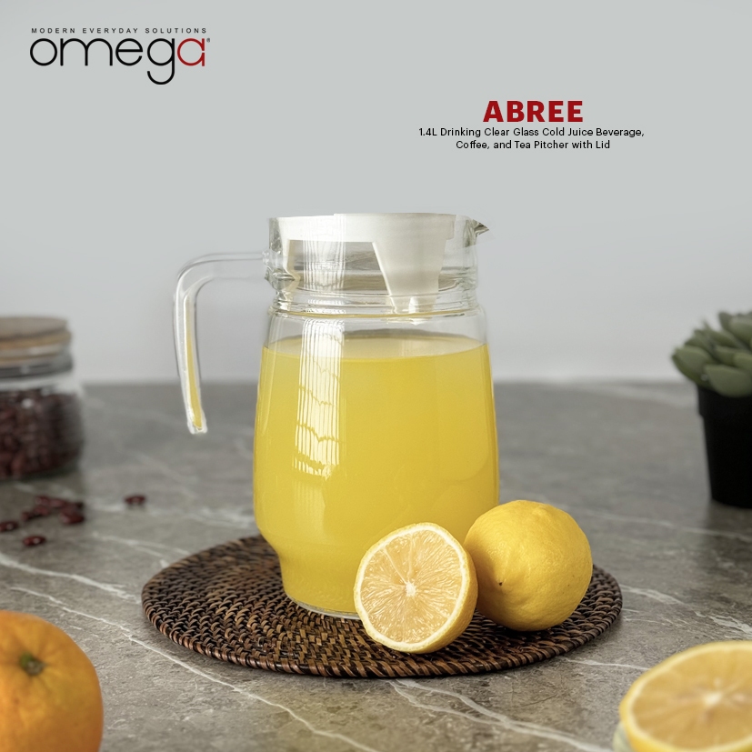 Omega Abree 1.4L High Quality Clear Everyday Glass Pitcher with Gift ...