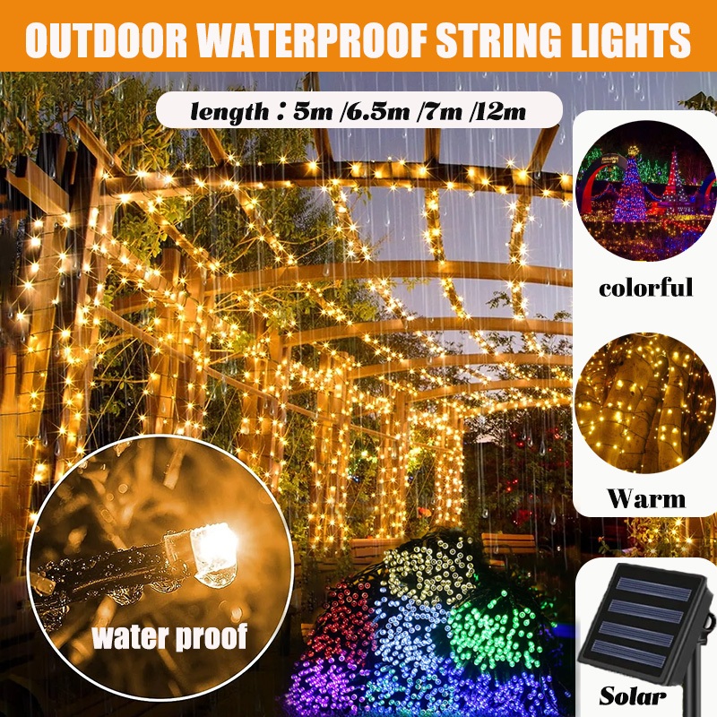 Solar String Lights Waterproof Twinkle Fairy Lights Outdoor Home Garden ...