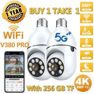 V380 CCTV Bulb Camera No WIFI Needed 5G Wireless Connect To Phone BUY 1 ...