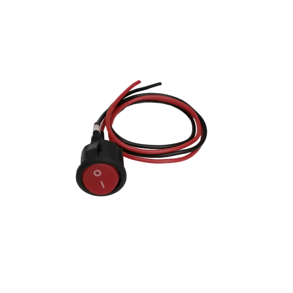 PC PO ROCKER SWITCH with WIRE MINI ROUND RED KCD11 16mm 2PIN ONOFF
