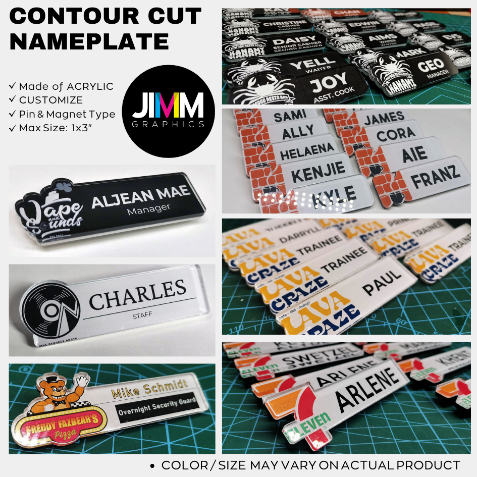 CONTOUR CUT NAMEPLATE/ Name Badge / Name Tag Customized | Shopee ...