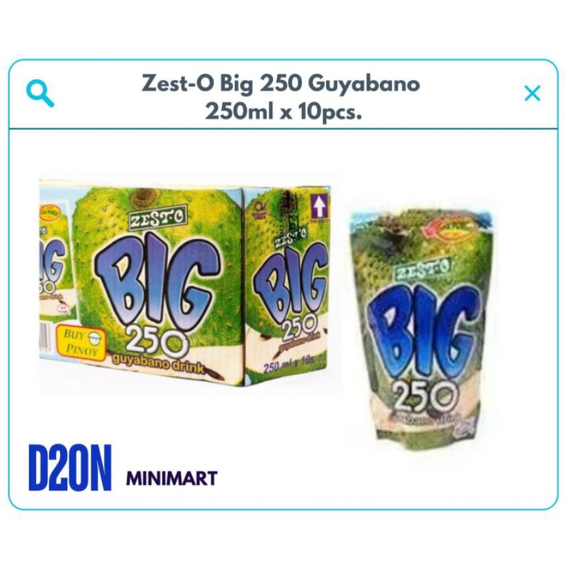 ZEST-O BIG 250 GUYABANO Healthy Juice Drink 250 ml x 10 pieces | Shopee ...
