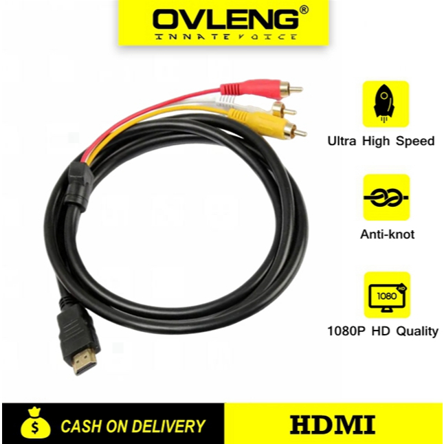 HDMI To RCA AV Composite Male to Male Connector Cord Transmitter Cable