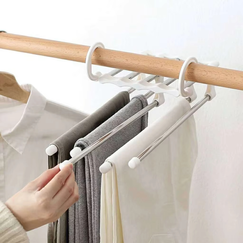 5 Layer Pull-out Pants Hanger Organizer Jeans Trousers Storage ...