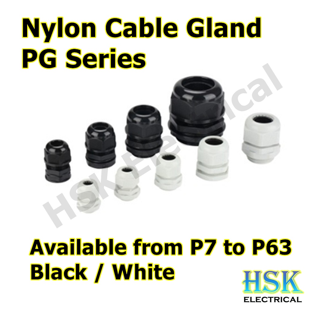 Cable Gland White / Black PG-7 PG-11 PG-13.5 PG-16 PG-19 PG-21 PG-25 PG ...