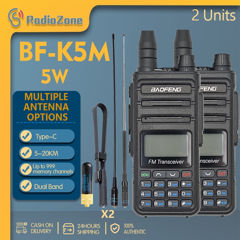 Baofeng K5M Walkie Talkie 2PCS Antenna 999CH 10KM Long Range Type-C ...
