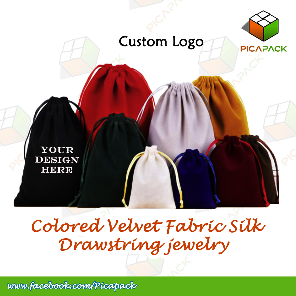 1pc Colored Velvet Fabric Drawstring jewelry Packing Bag Velvet