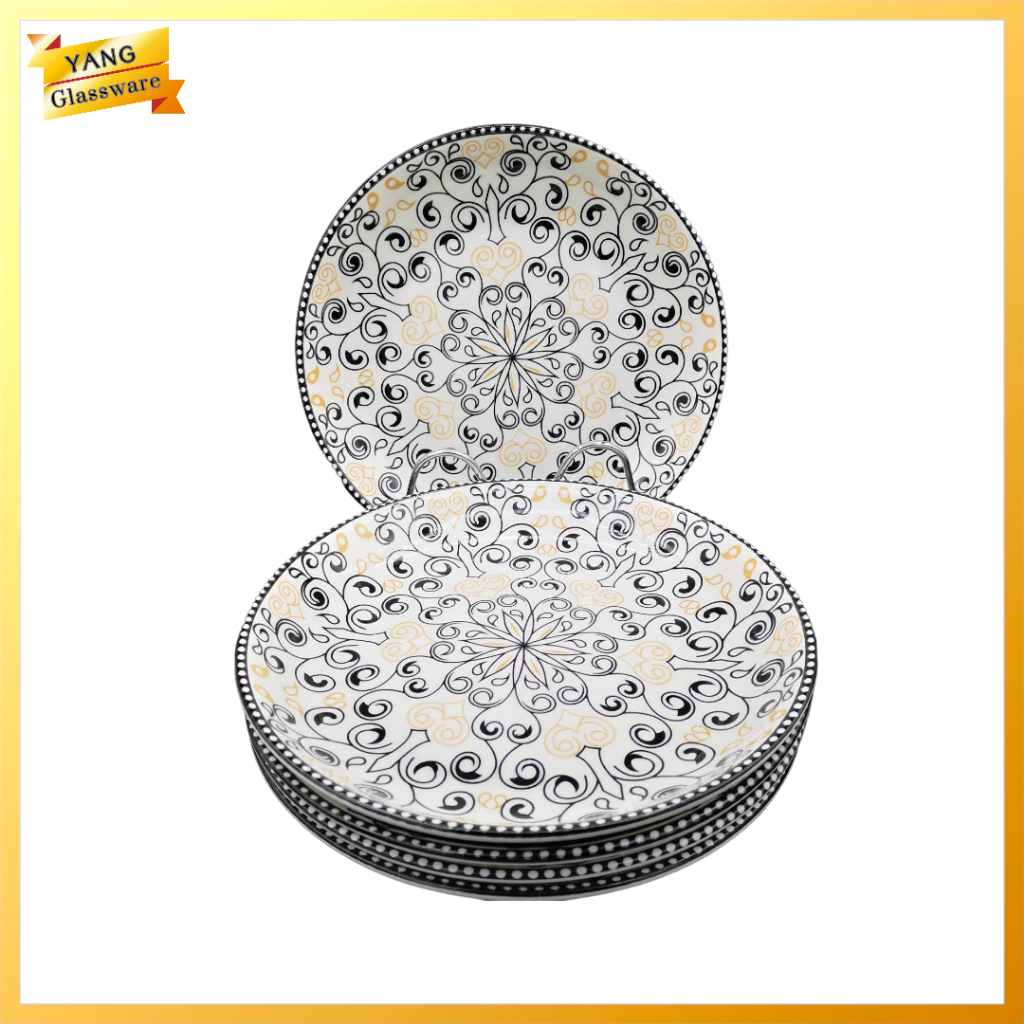 1PC High Quality Dinner Plate Ceramic Plate Deep Rice Plate DINNER ...