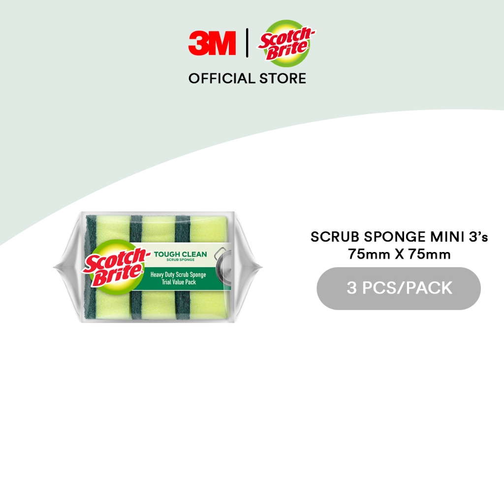  3M™ Scotch Brite® Tough Clean Scrub Sponge Mini 3'S 75mm x 75mm Motiv 