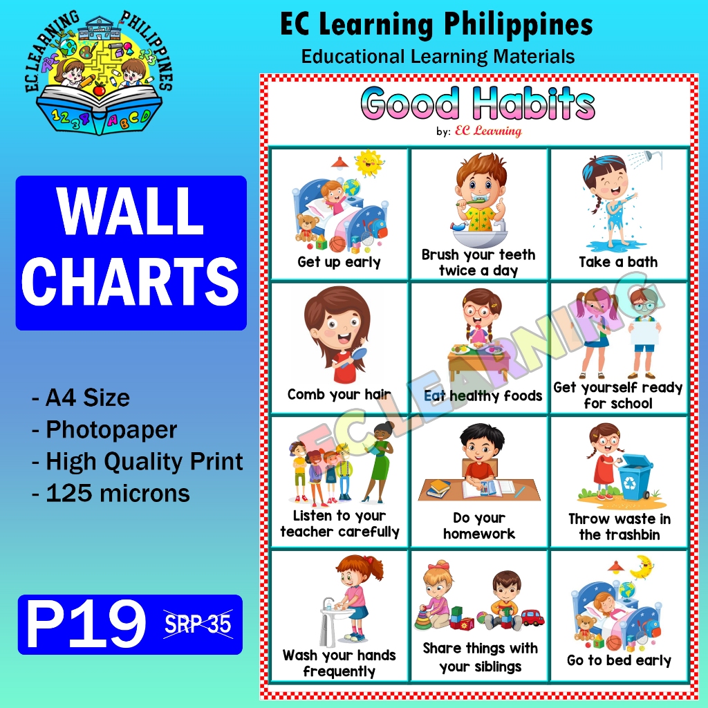 GOOD HABITS Laminated Wall Charts for kids - EC LEARNING PHILIPPINES ...