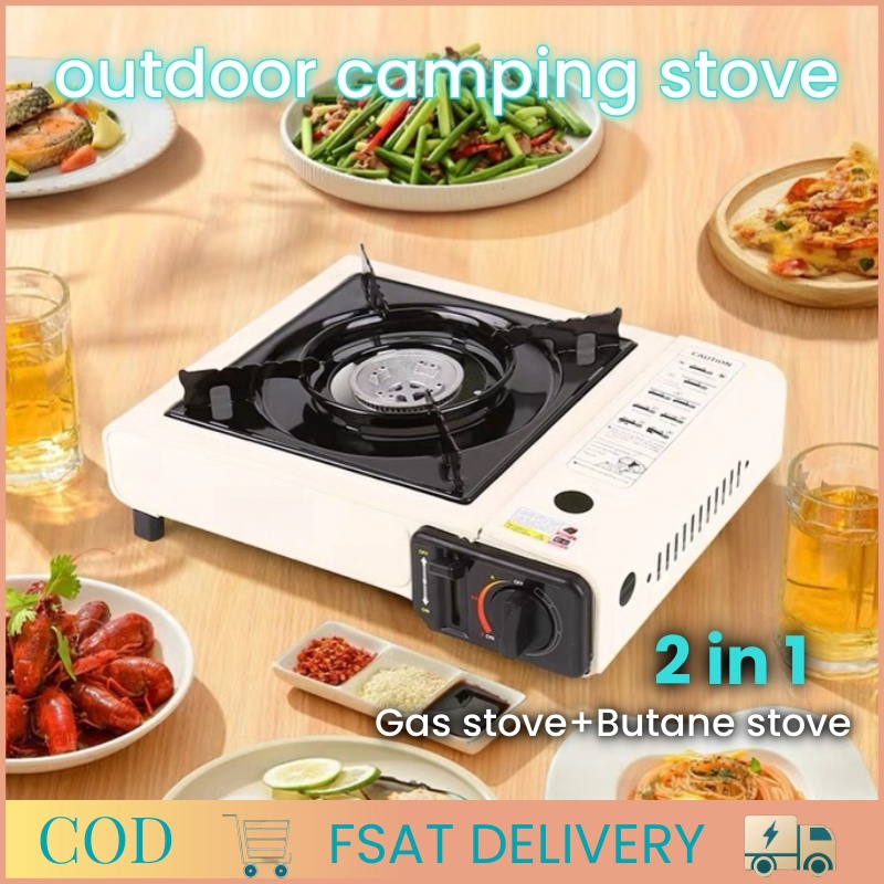 portable camping stove 2 in 1 gas butane stove outdoor Picnic Cooking ...