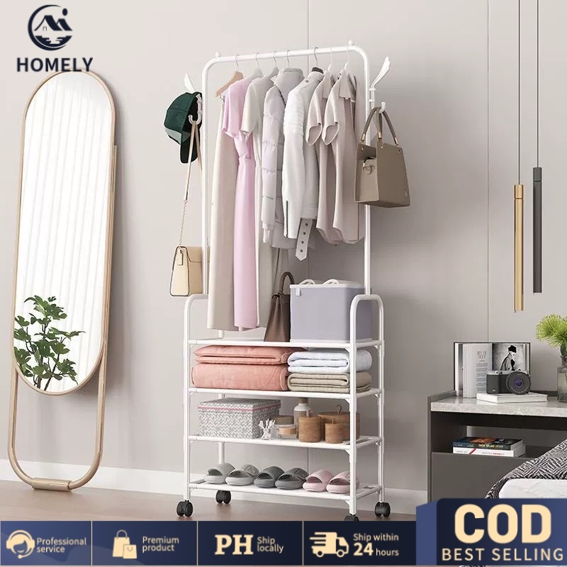 🪄COD🪄 Multi-Function Clothes Hanger Floor Coat Drying Storage With Shoe ...