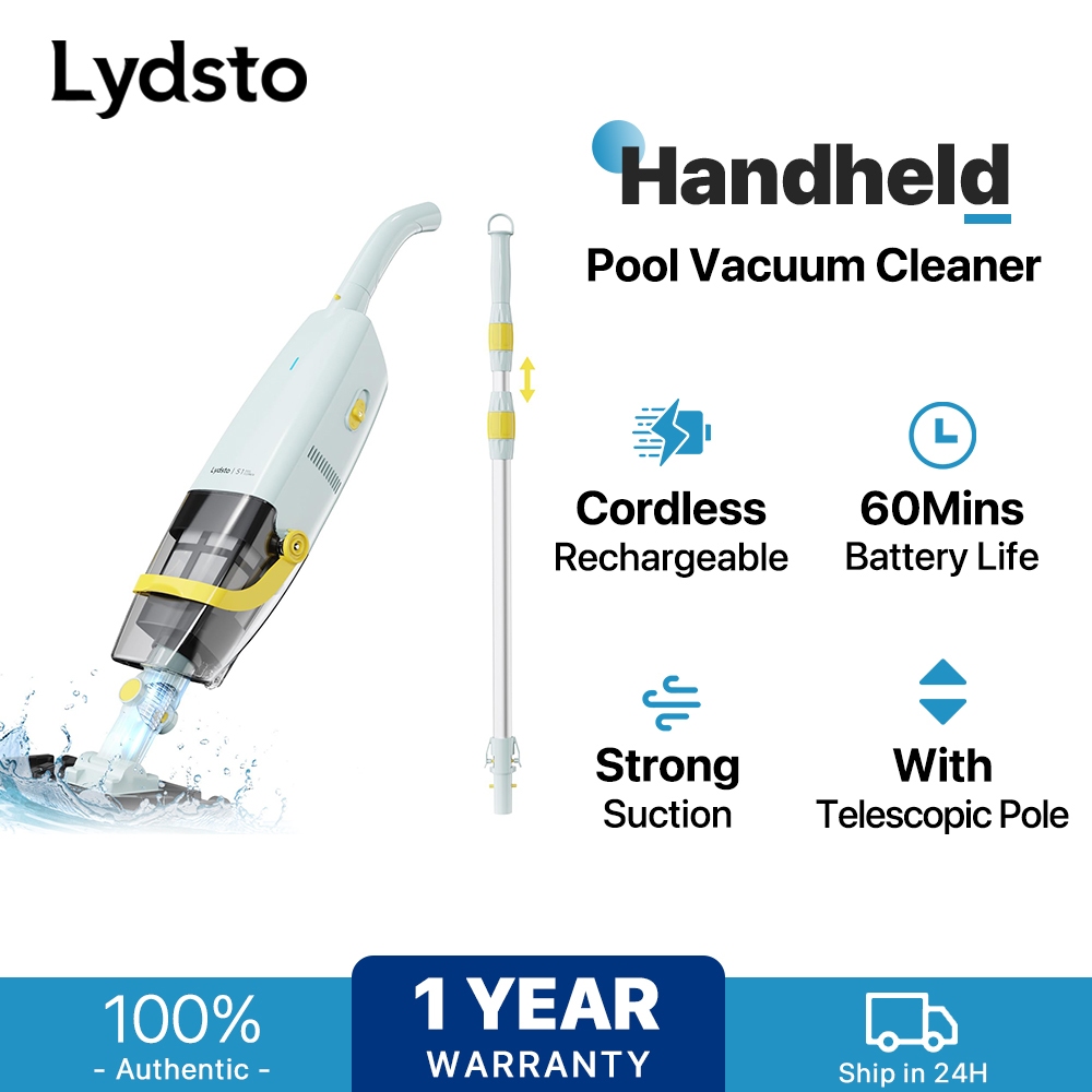 thumbnail interactive-video image 1 of Cordless Rechargeable Pool Vacuum Handheld Cleaner With Telescoping Pole (9.12ft) For Above Ground Pools 1 of 5