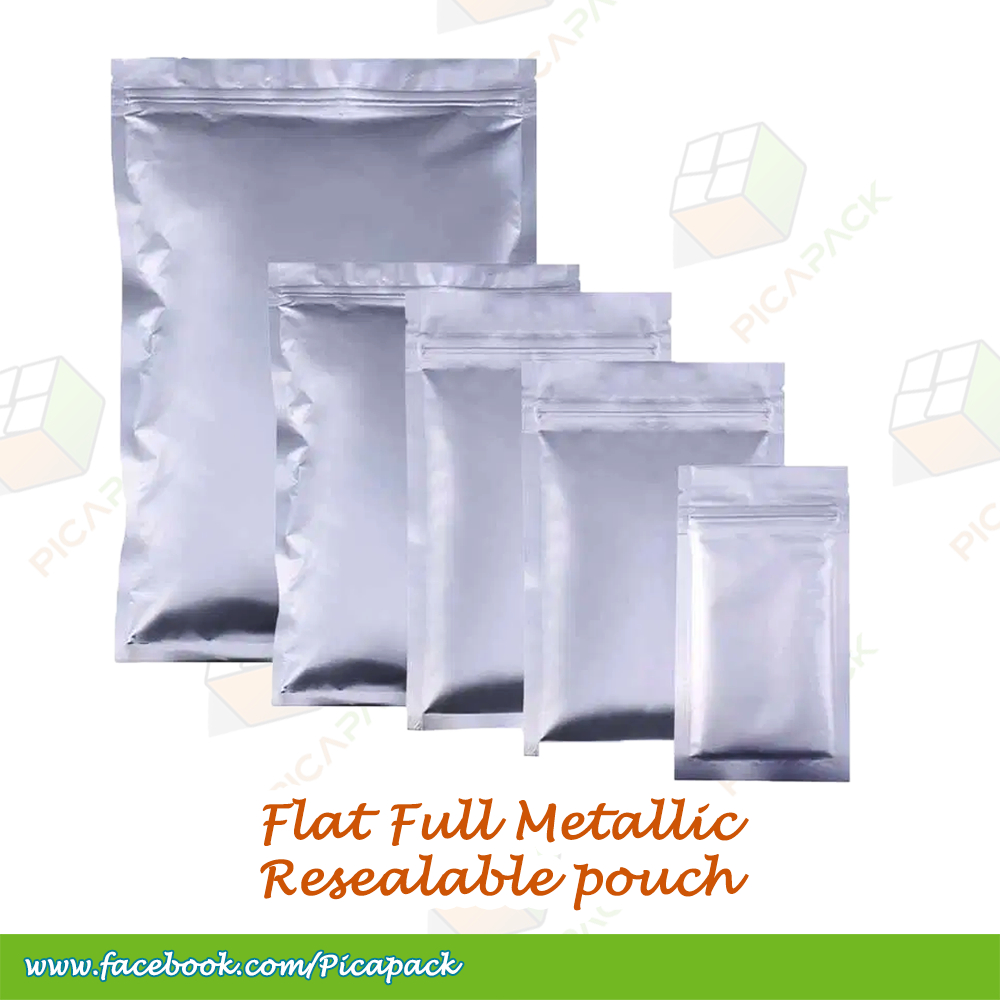 100pcs Flat Full Metallic Aluminum pouch with ziplock Resealable For ...