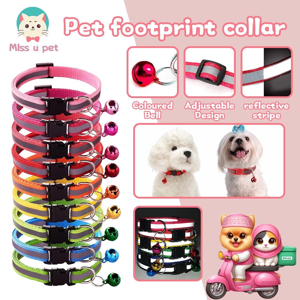 Pet Dog Reflective Collar Cat Collar With Bell Adjustable Safety ...