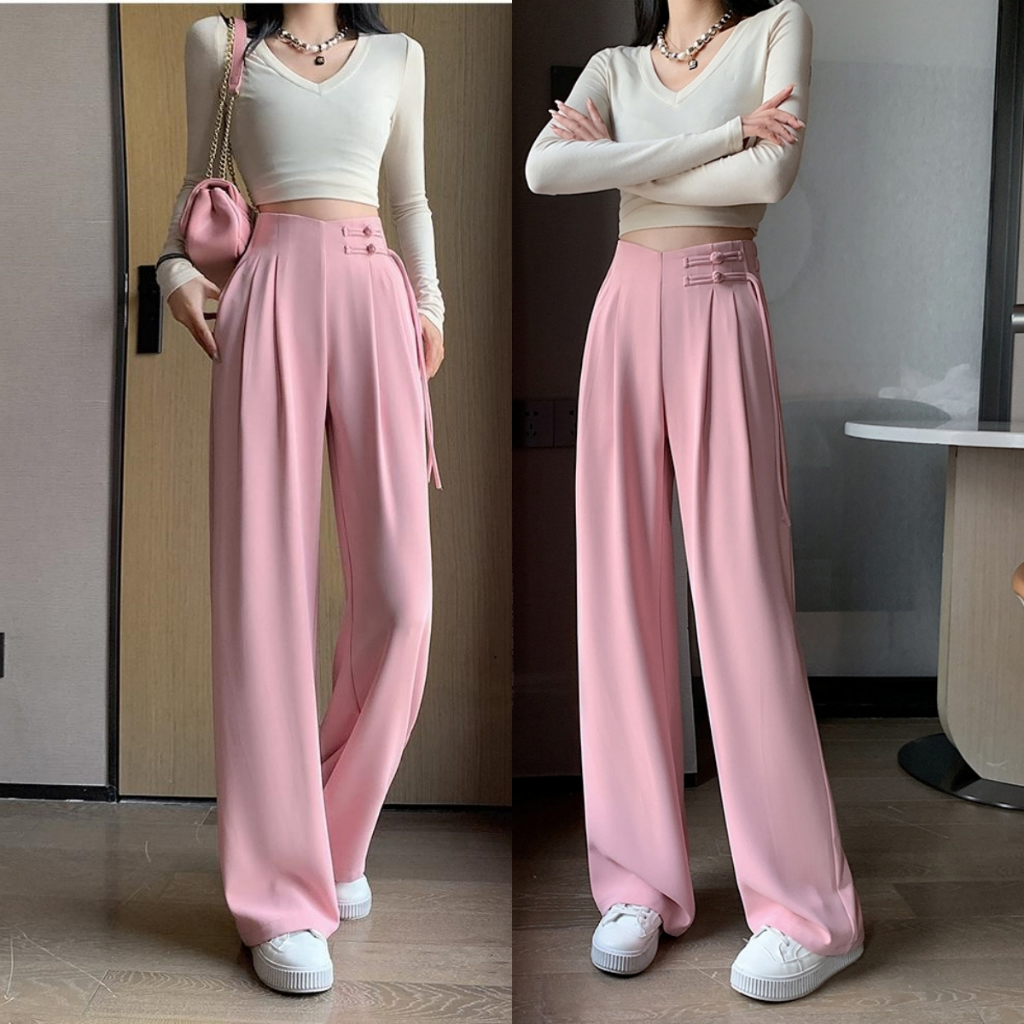 Straight Leg Trousers Poly-cotton Material Casual Outfit Square Pants ...