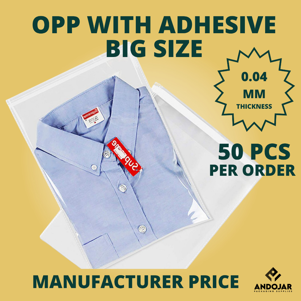 50 PCS Big Size OPP Plastic Bag With Adhesive Big Sizes for Clothes, T ...