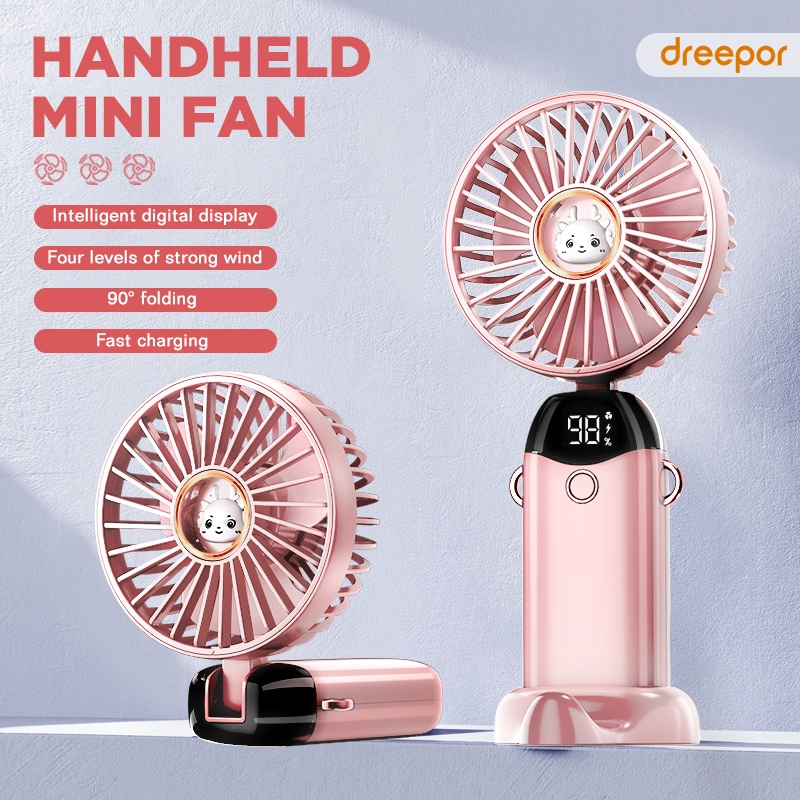 Dreepor Mini Fan Adjustable And Washable Desktop Fan Rechargeable ...