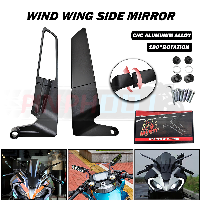 Motorcycle Winglet Side Mirror Universal Alloy Side Mirror Winglet 1 ...