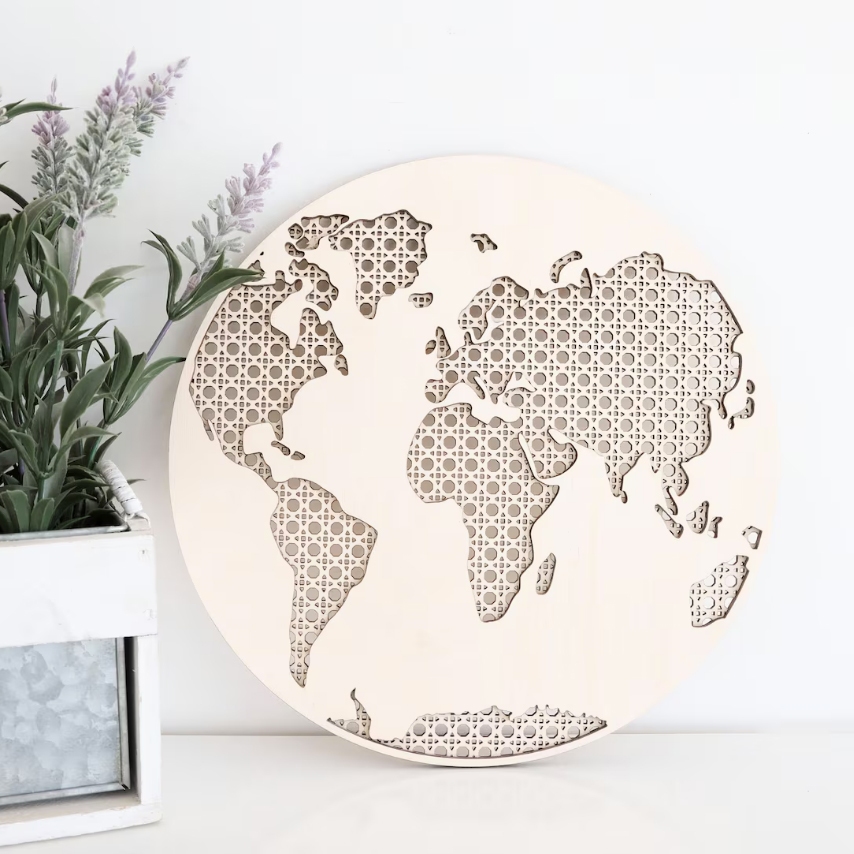 BOHO WOODEN LASER CUT WORLD MAP | Shopee Philippines