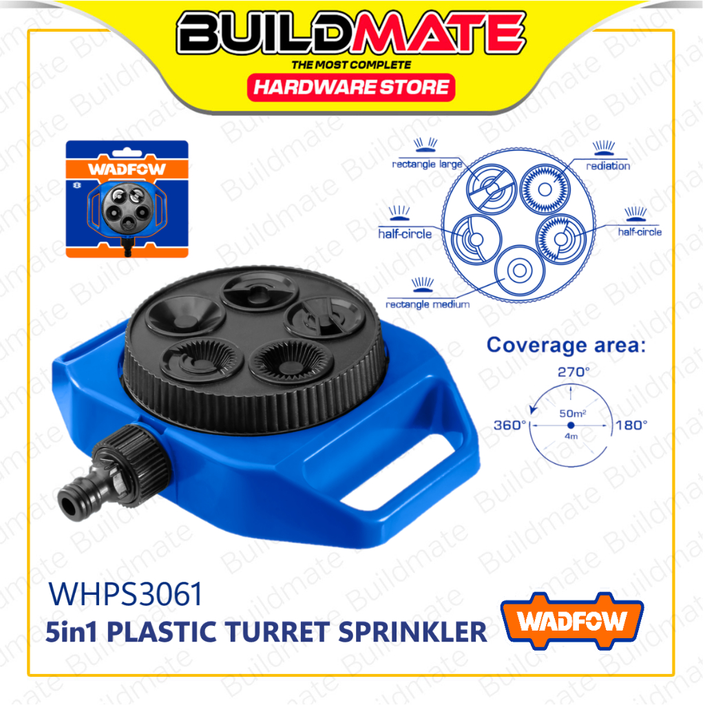 BUILDMATE Wadfow 3/4 Inch 5in1 Plastic Turret Sprinkler ABS Revolving ...