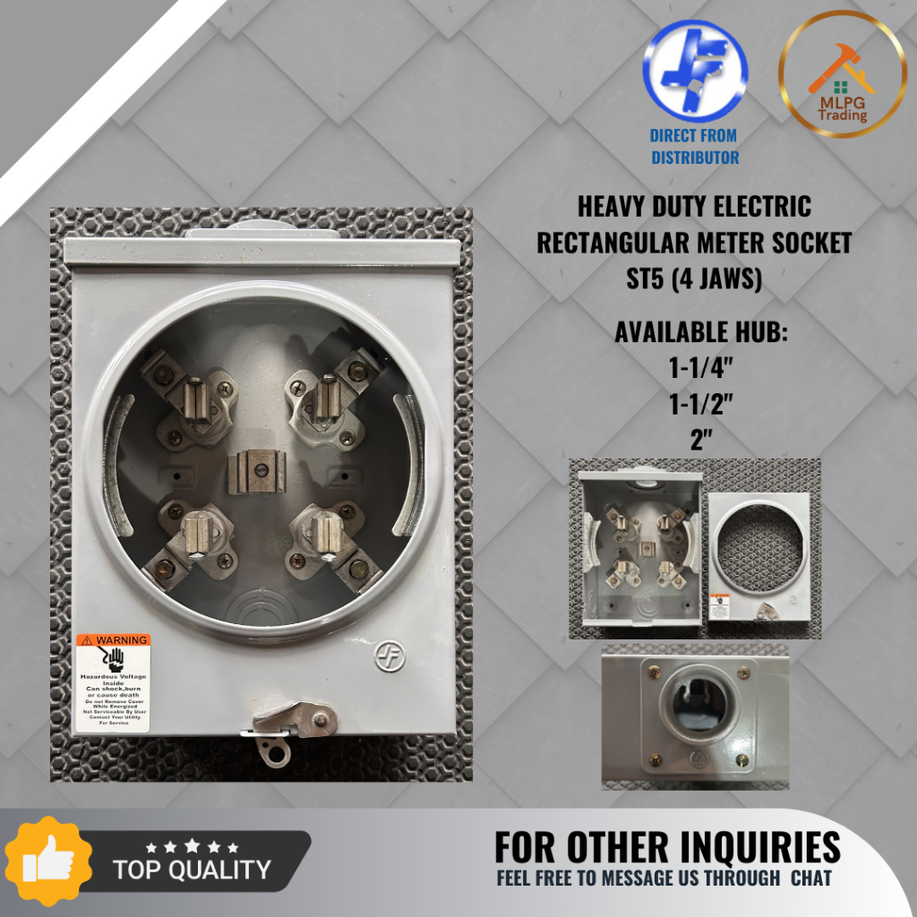 HEAVY DUTY Electric Rectangular Meter Base / Socket ST5 (4 JAWS) (1 1/4