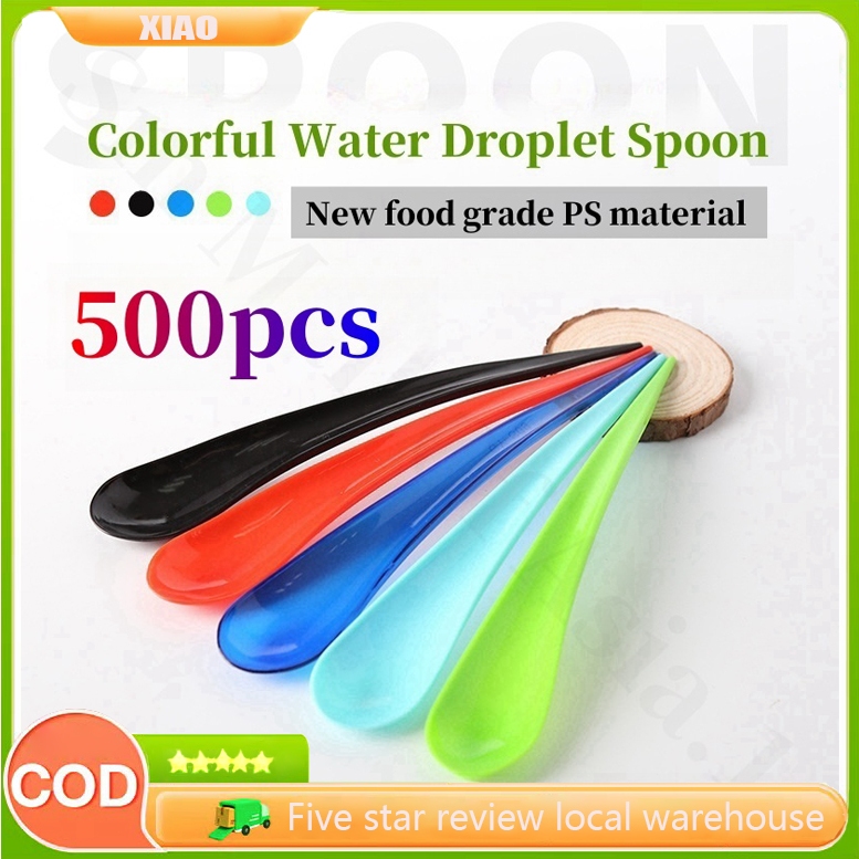 500pcs/Pack Dessert Spoon/Drop Shape Spoon/Cake Spoon/Plastic Spoon ...