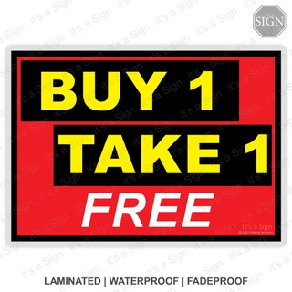 Buy 1 Take One Store Sign - Laminated Signage - A4/A3 Size | Shopee ...