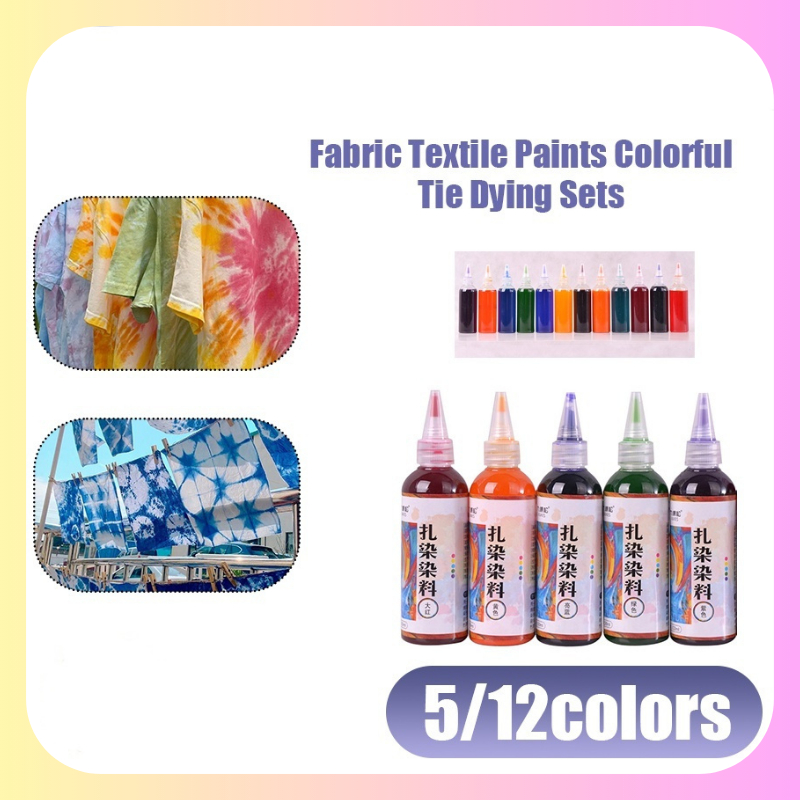 Tie Dye Ink Set 12 Colors DYE Ink Tool Fabric Paint Clothes Dye DIY Kid ...