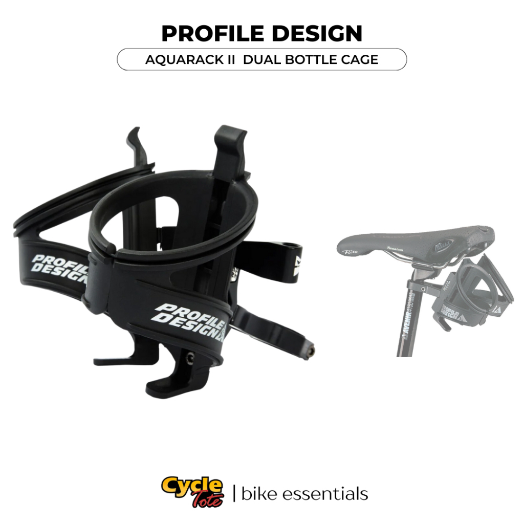 Porte-bidon Vélo Profile Design Aquarack Double – Fixation Tige De Selle, Noir, Aluminium/plastique