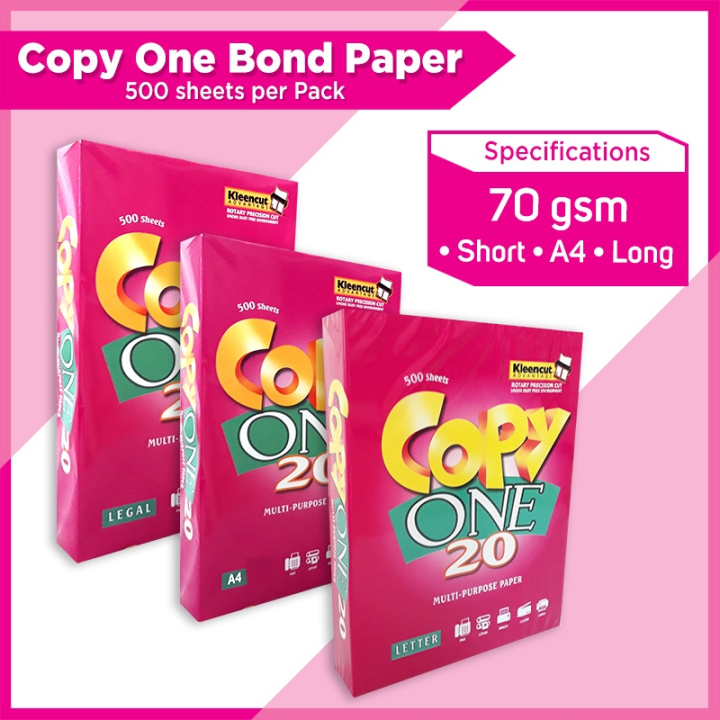 Copy One Bond Paper White Short, Long & A4 Size 70Gsm - 500 sheets per ...