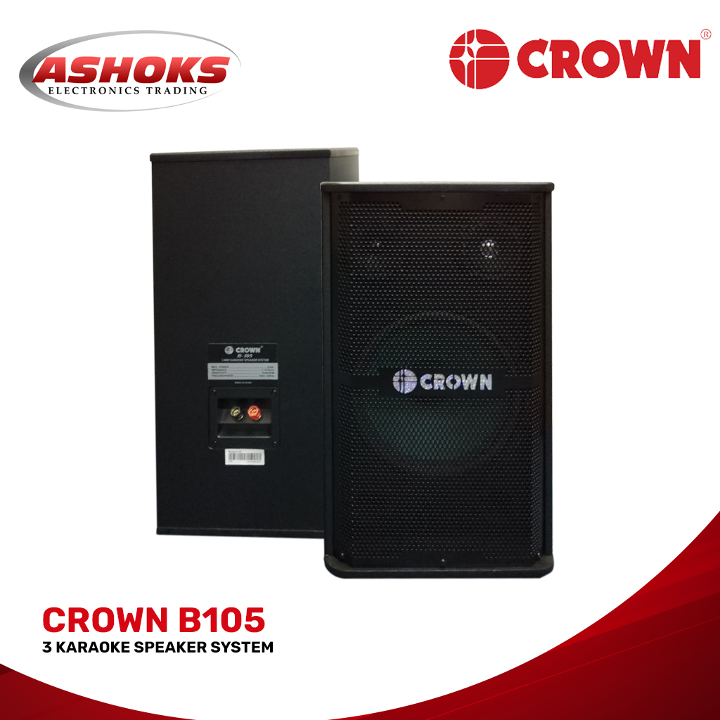 Crown B105 500 Watts 3 Way Karaoke System With 2 speakers 4 - 8 Ohms ...