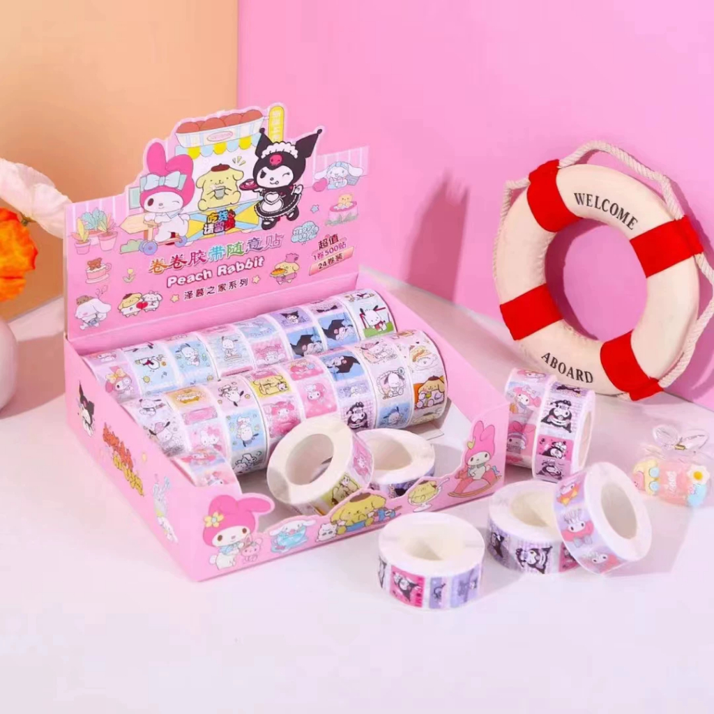 Roll of Stickers, Sanrio, Labubu and other designs-500stickers (24PCS ...