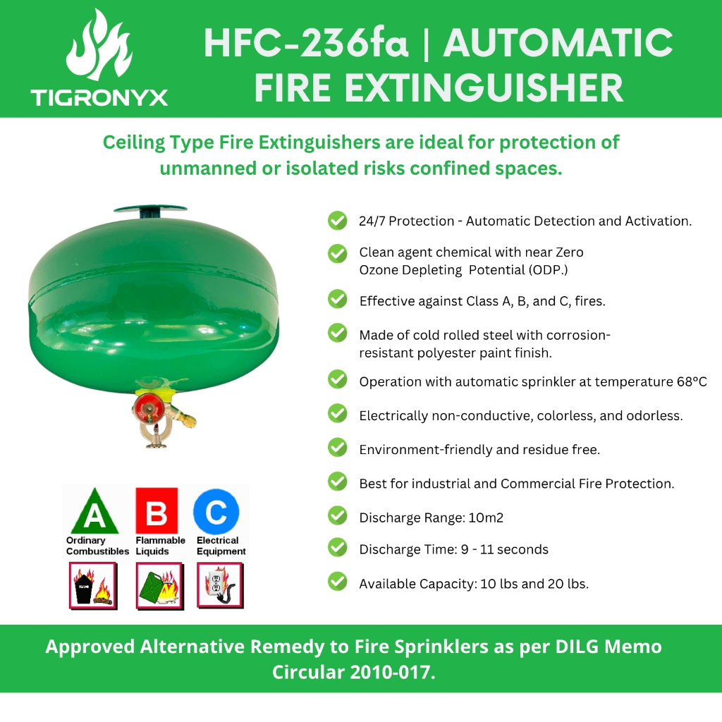 Ceiling Type - HFC-236FA 10lbs Automatic Sprinkler Fire Extinguisher ...