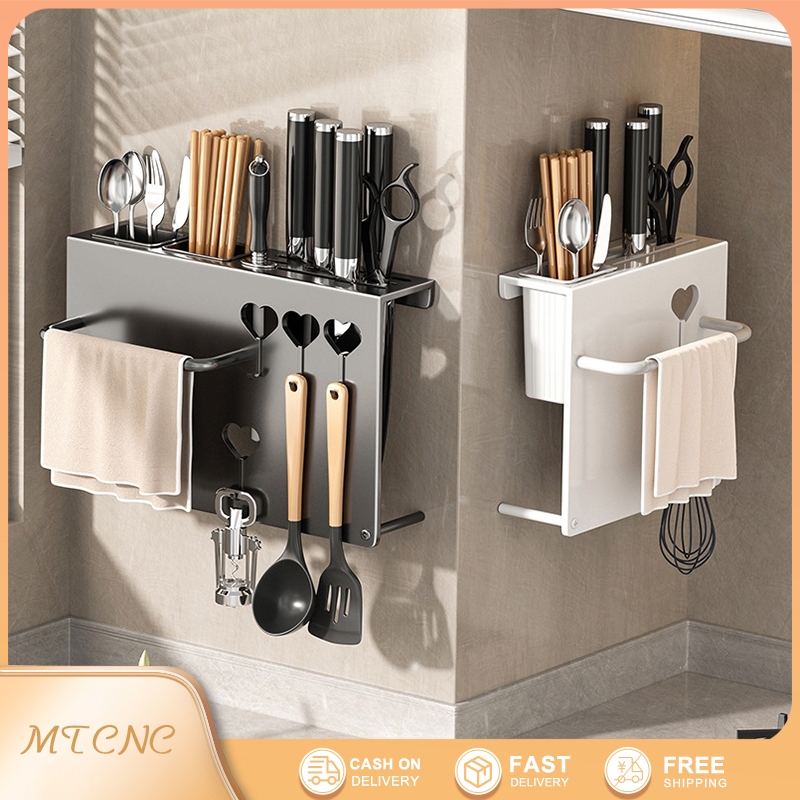 Wall Mounted Kitchen Knife Holder With Chopstick Holder Cutting Board ...