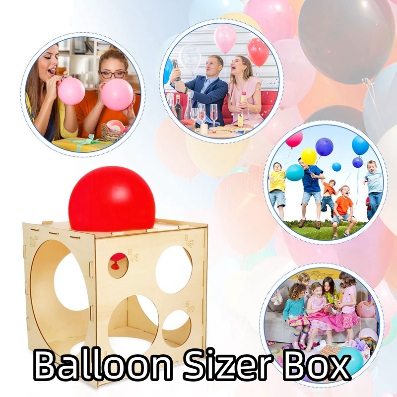 9 Holes Balloon Sizer Box Wooden Collapsible Reuse Balloon Party Needs ...