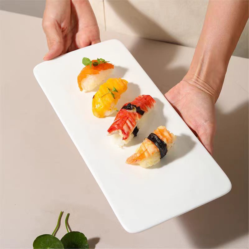 Dailyhome Ceramic Rectangle Flat Serving Platter Japanese Sushi Strip ...
