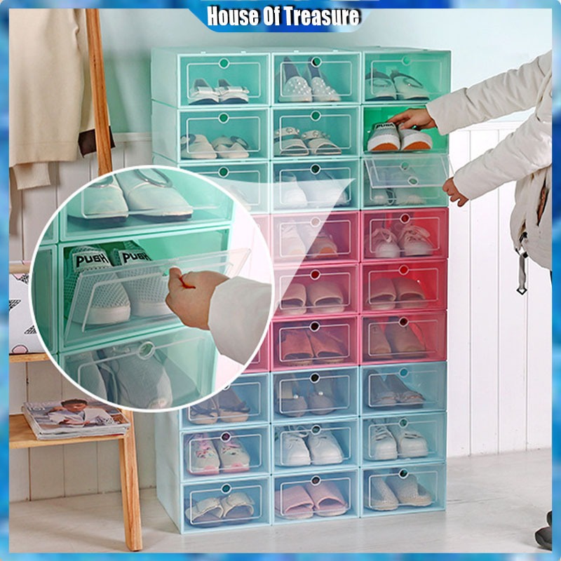 Big Size Colorful Shoe Box Hard Plastic Foldable Drawer Storag ...