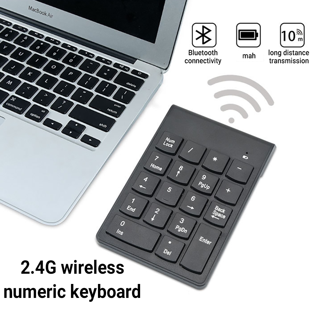 Mini wireless numeric keypad 2.4G 18-key aluminum rechargeable silent ...